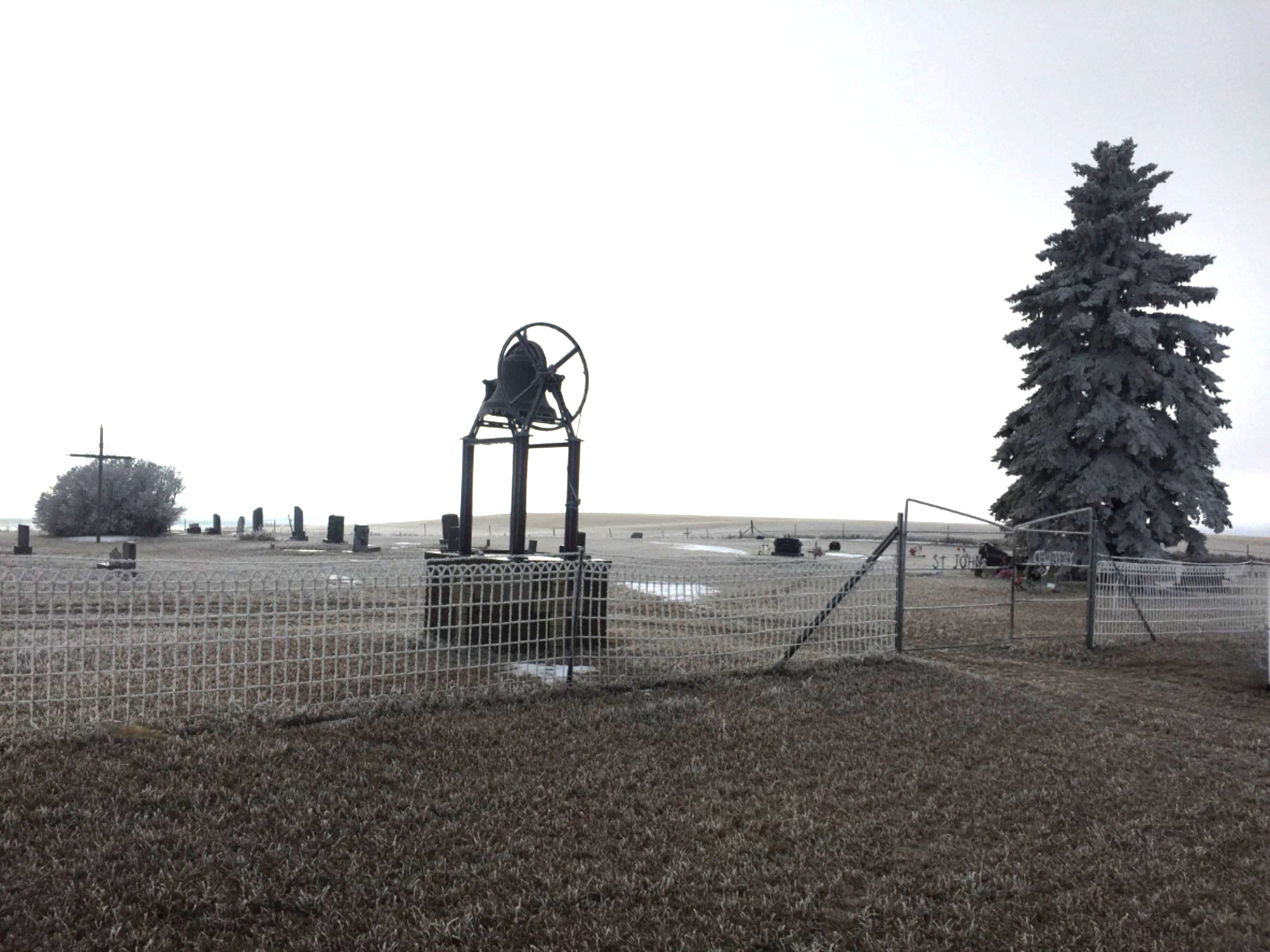 Memorial gravestones and peaceful grounds
